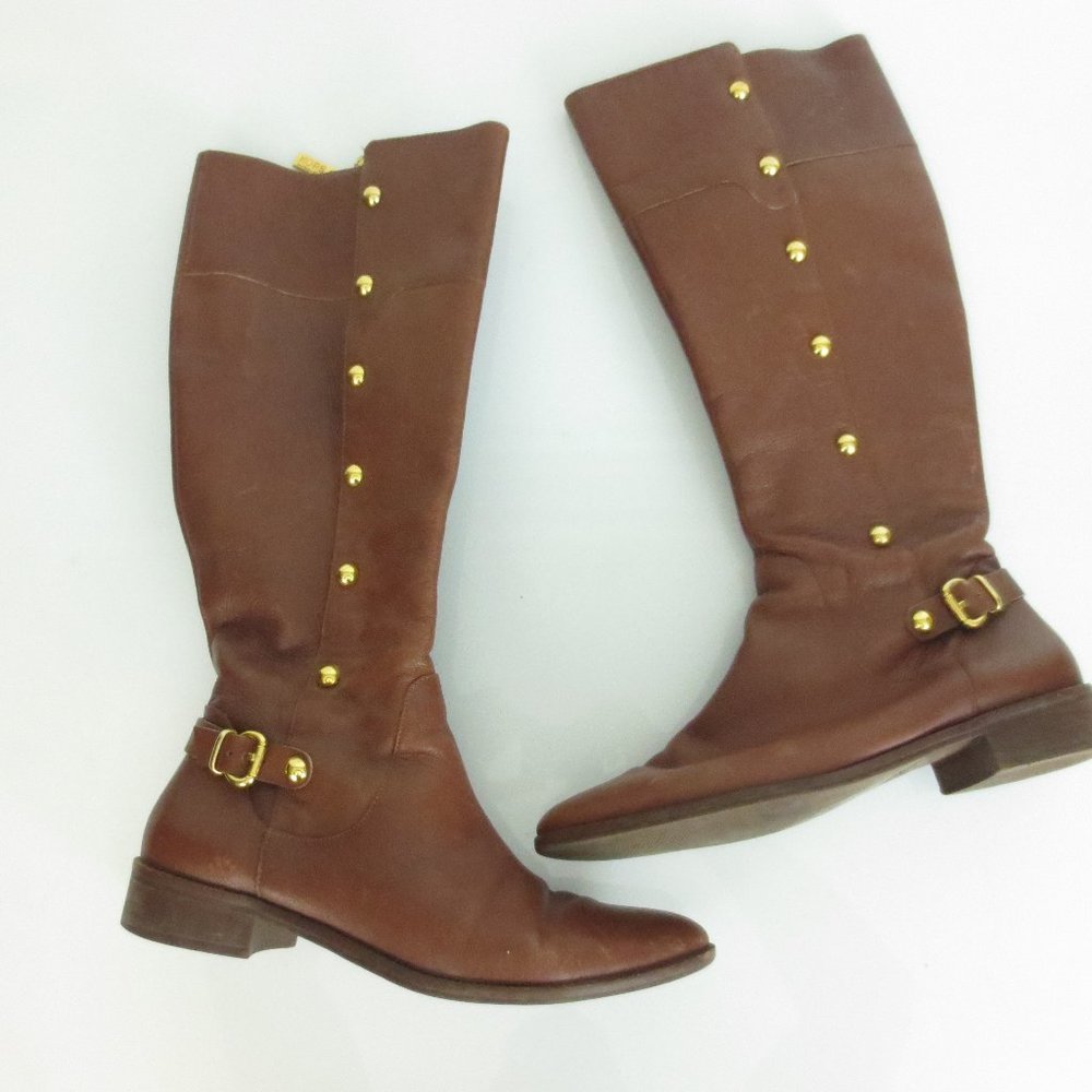 Michael Kors Carney Gold Stud Tall Riding Boots